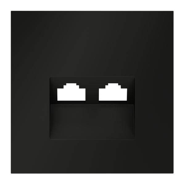 Накладка для розетки компьютерной двойной RJ45+RJ45 кат.6, S70 (черный матовый)