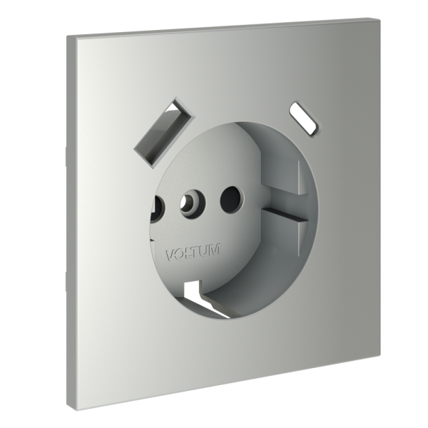 Накладка для розетки с заземлением и защитными шторками, с USB A+C, S70 (сталь)