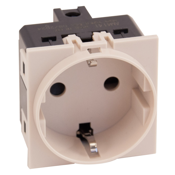 Розетка 220V с/з со шторками винтовой зажим 16A (Песочный мат.) MEITON AM4141