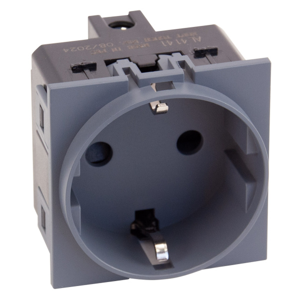 Розетка 220V с/з со шторками винтовой зажим 16A (Грифель мат.) MEITON AL4141