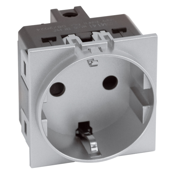 Розетка 220V с/з со шторками винтовой зажим 16A (серый мат.) MEITON AS4141