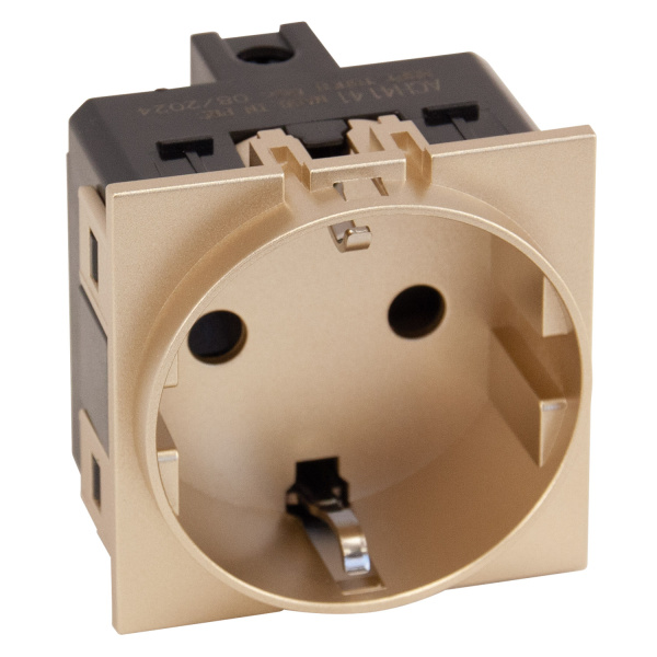 Розетка 220V с/з со шторками винтовой зажим 16A (шампань мат.) MEITON ACH4141