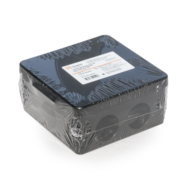 Коробка распределительная 40-0302-9005 для прямого монтажа безгалогенная (HF) черная 100х100х50 (60шт/кор) Промрукав