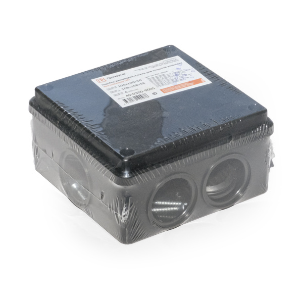 Коробка распределительная 40-0300-9005 для о/п безгалогенная (HF) черная 100х100х50 (60шт/кор) Промрукав