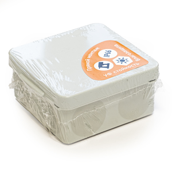 Коробка распределительная 60-0300 для прямого монтажа двухкомпонентная безгалогенная (HF) 100х100х50 (66шт/кор) Промрукав