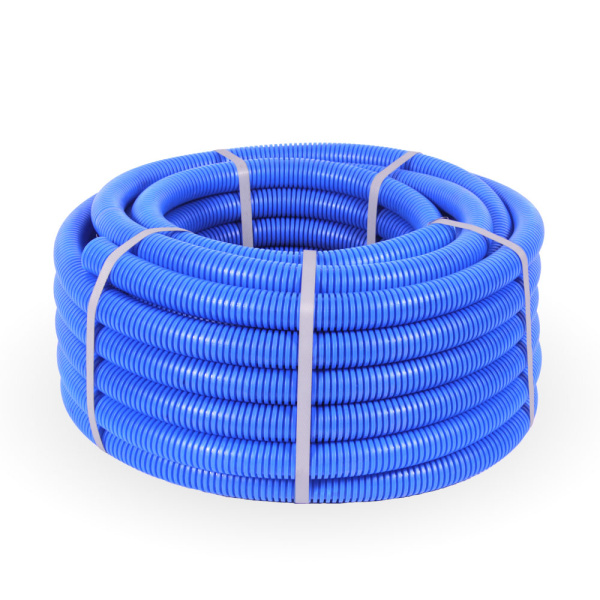 Труба гофрированная ПП лёгкая 350 Н негорючая (НГ) синяя с/з d32 мм (25м/1375м уп/пал) Промрукав