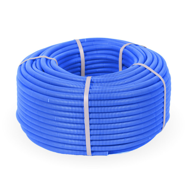 Труба гофрированная ПП тяжёлая 750 Н негорючая (НГ) синяя с/з d20 мм (100м/4800м уп/пал) Промрукав