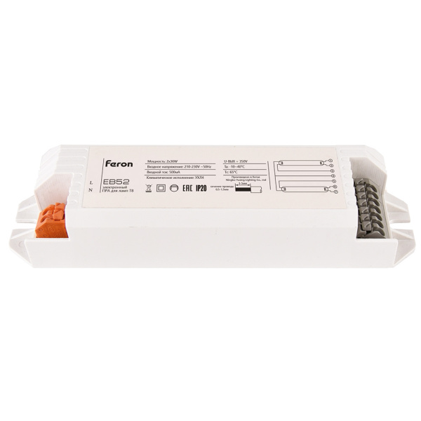 Аппарат пускорегулирующий электронный (балласт), 2*36W T8/G13 230V, EB52 FERON EB52