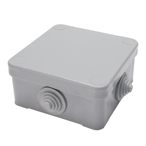Коробка разветвительная STEKKER EBX10-34-44 250/380В, 75*75*44мм, 10А, 4 ввода, IP53, светло-серая (КЭМ 3-10-4 (П)) STEKKER EBX10-34-44