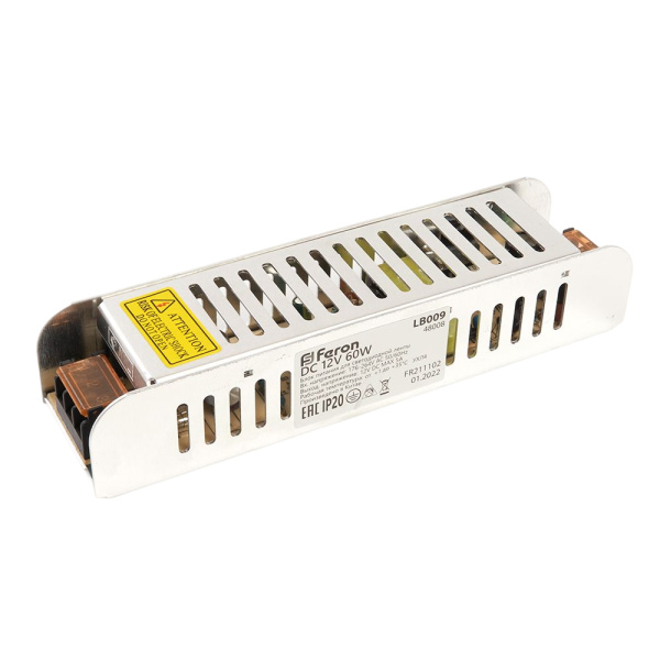 Трансформатор электронный для светодиодной ленты 60W 12V (драйвер), LB009 FERON FERON LB009