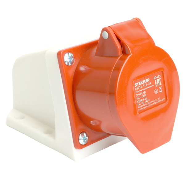 Розетка стационарная ST-115 16А 380В 3P+PE+N IP44, RST16-115-44, Stekker STEKKER RST16-115-44