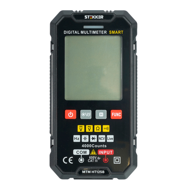 MTM HT125B Мультиметр цифровой, 4000 отсчетов, 2 батареи тип ААА 1,5В, автоматический, черный STEKKER MTM HT125B