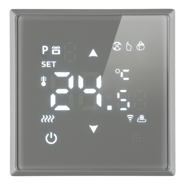Терморегулятор Wi-Fi (механизм), STEKKER, 250В, 3500Вт, серия Эмили, RSW00-5119-10, платиново-серый, soft touch STEKKER RSW00-5119-10