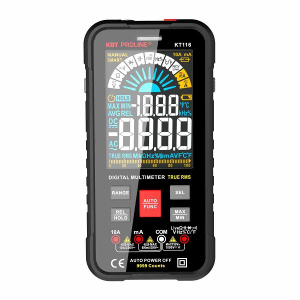 Мультиметр цифровой KT 116 серия PROLINE SMART с True RMS, автоматическим выбором режимов и пределов измерений и цветным ЖК-дисплеем 3,6’’