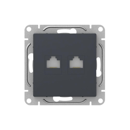 Механизм розетки RJ45 - 2шт, (cat6), графит Эпика EKF