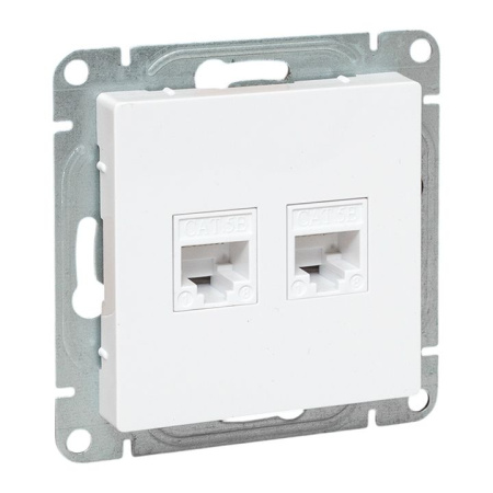 Механизм розетки RJ45 - 2шт, (cat6), белый Эпика EKF