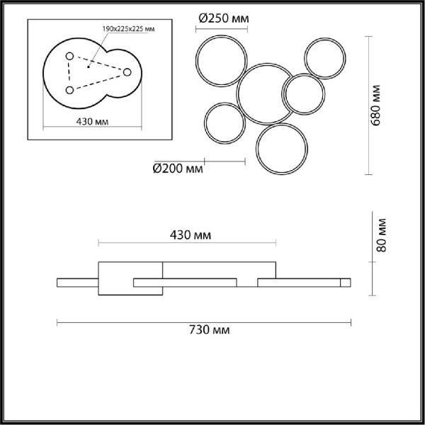 5255/99CL LEDIO LN23 000 черный, матовое золото Люстра потолочная диммир. с ДУ LED 100W 6600Лм 220V NORBERT
