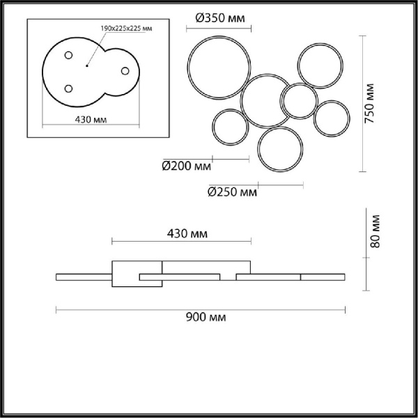 5256/99CL LEDIO LN23 000 черный, матовое золото Люстра потолочная диммир. с ДУ LED 126W 8316Лм 220V NORBERT