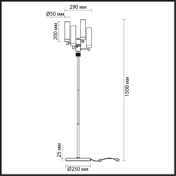 5275/4F CLASSI LN23 000 черный хром Торшер E14 4*40W 220V KAMILLA