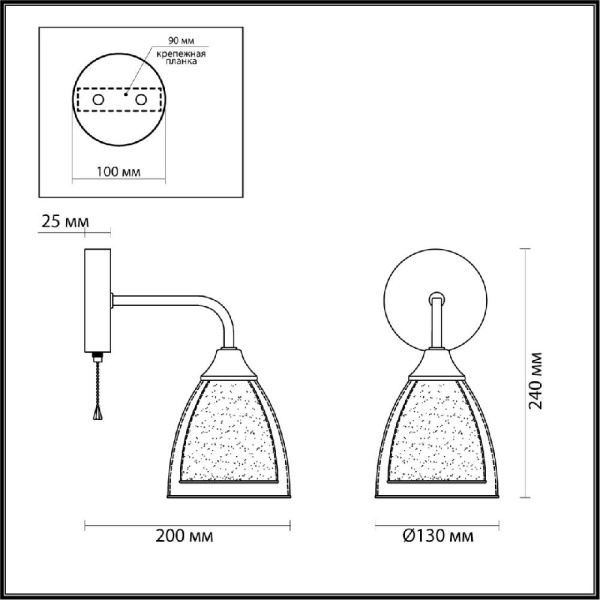 5289/1W MODERNI LN23 000 хром Бра с выкл. E14 1*60W 220V TOBY