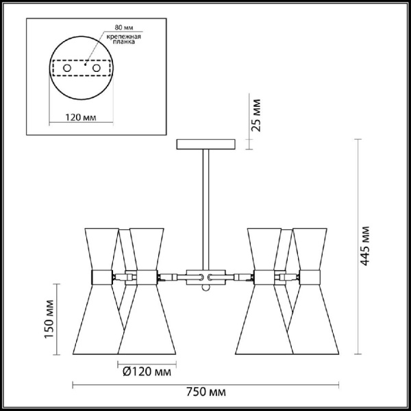 3662/6C MODERNI LN18 180 античная бронза/матовый черный Люстра потолочная E14 6*60W 220V QUINN