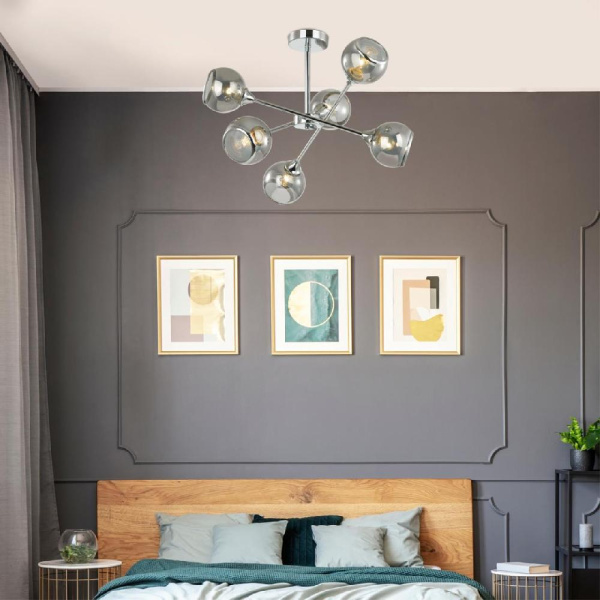 4530/6C COMFI LN21 144 хром, дымчатый Люстра потолочная E27 6*60W 220V SANDRA