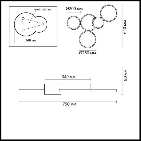 5255/80CL LEDIO LN23 000 черный, матовое золото Люстра потолочная диммир. с ДУ LED 80W 5280Лм 220V NORBERT