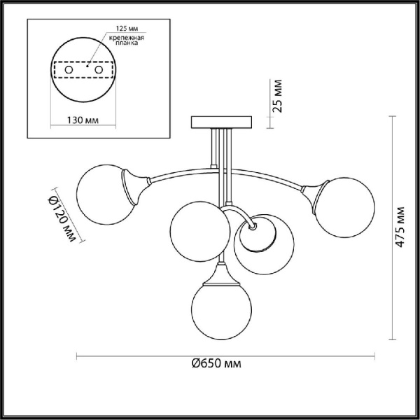 4558/5C MODERNI LN21 000 латунь Люстра потолочная E14 5*40W 220V YOKO