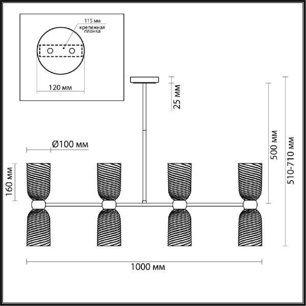 6511/8C MODERNI LN23 173 латунь Люстра потолочная E14 8*40W 220V MONROE