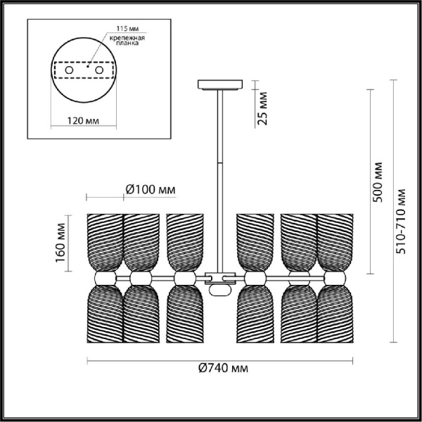 6511/12C MODERNI LN23 173  латунь Люстра потолочная E14 12*40W 220V MONROE