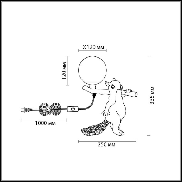 6522/1T MODERNI LN23 388 разноцветная, керамика/стекло Настольная лампа E14 1*40W 220V SQUIRREL