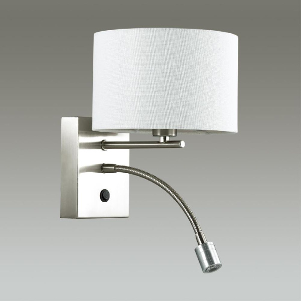 3745/1A MODERNI LN19 127 никель/белый, металл/текстиль Бра E14 40W+LED 3W 4000K 220V NIKKI