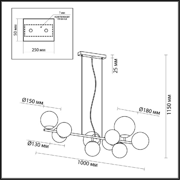 6508/10 MODERNI LN23 105 чёрный, белый, бронза Люстра E14 10*40W 220V MELONA