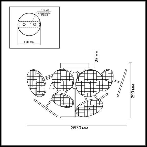 6553/6C MODERNI LN23 176  латунь Люстра потолочная E14 6*60W 220V VALERIA