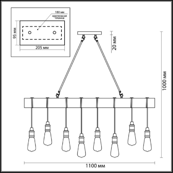 3740/8 LOFTI LN19 000 черный Люстра E27 8*60W 220V KLAUS