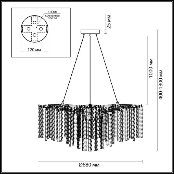 6520/8 CLASSI LN23 43 матовое золото Люстра E14 8*40W 220V MISS