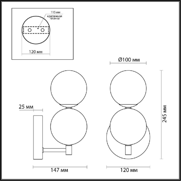 6550/1W MODERNI LN23 000 хром Бра G9 1*25W 220V MARLENE