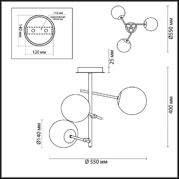 4454/3C MODERNI LN20 000 хром, разноцветный Люстра потолочная E14 3*40W 220V SIERRA