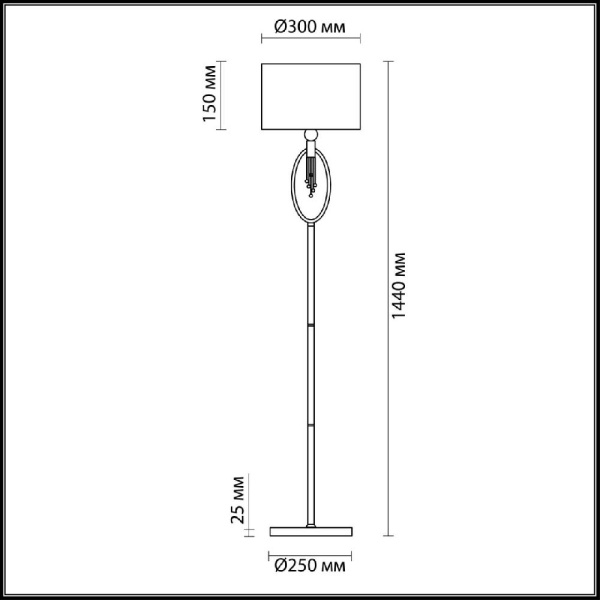 4516/1F NEOCLASSI LN20 64 античная латунь, черный Торшер E27 60W 220V SANTIAGO
