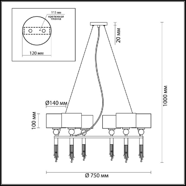 4516/6 NEOCLASSI LN20 66 античная латунь, черный Люстра E27 6*60W 220V SANTIAGO