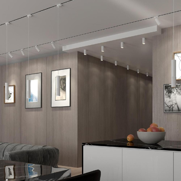 370770 PORT NT21 125 белый Светильник трековый однофазный трехжильный, провод 1м IP20 GU10 50W 220V MAIS