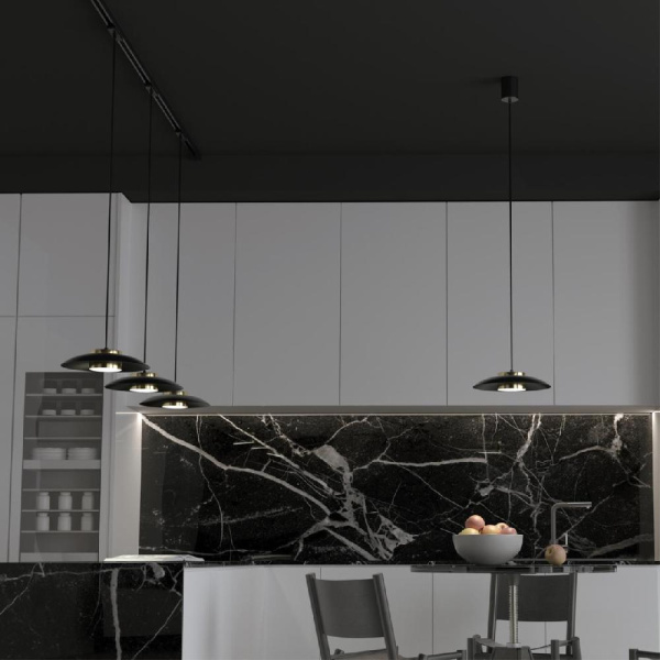 358591 OVER NT21 228 черный/золото Светильник накладной светодиодный, провод 2м IP20 LED 4000K 18W 220-240V PILZ