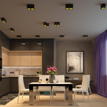 358487 OVER NT20 234 черный/золото Светильник накладной IP20 LED 4000K 10W 220V RECTE