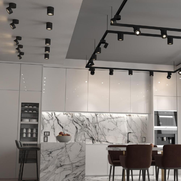 358781 OVER NT21 221 черный Светильник накладной светодиодный IP20 LED 25W 4000K 2200Лм 100-265V GRODA