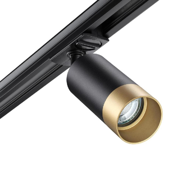 370863 PORT NT22 092 черный/золото Светильник трековый однофазный двухжильный IP20 GU10 9W 220V SLIM