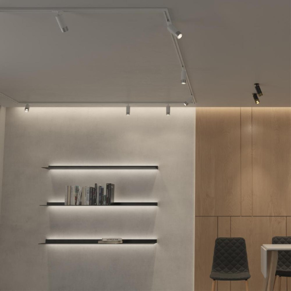 370862 PORT NT22 092 белый/серебро Светильник трековый однофазный двухжильный IP20 GU10 9W 220V SLIM