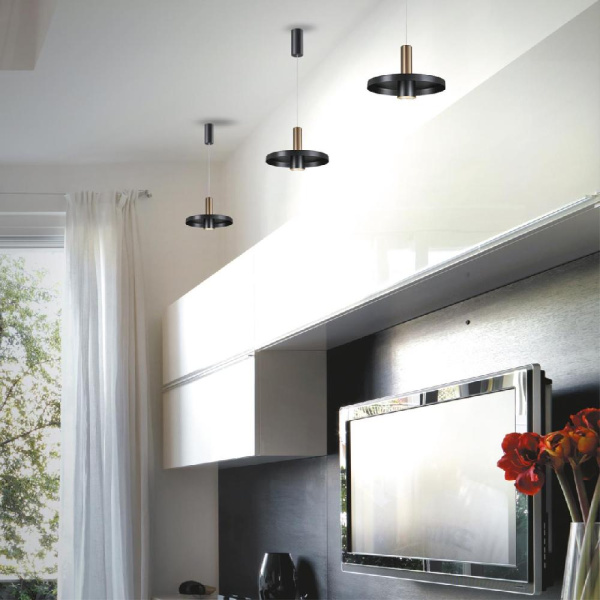 358984 OVER NT22 198 бронза светлая/черный Светильник светодиодный накладной, провод 2м IP20 LED 4000K 15W 220V ALBA