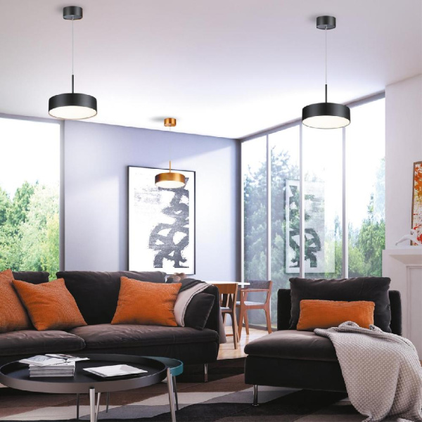 358762 OVER NT21 216 черный Светильник накладной светодиодный, длина провода 2м IP20 LED 30W 4000K 2600Лм 100-265V PROMETA