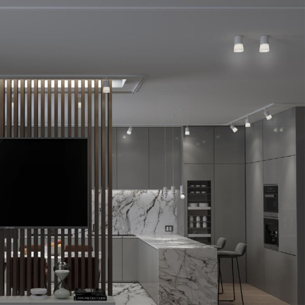 370901 OVER NT22 251 белый Светильник накладной IP20 GU10 9W 220V ELINA