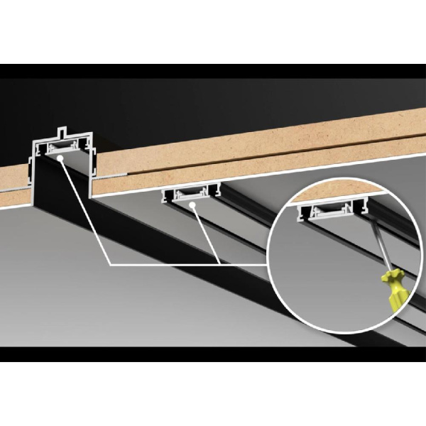 135199 SHINO NT23 044 черный Низковольтный шинопровод для встраиваемого монтажа в ГКЛ 2м IP20 48V SMAL